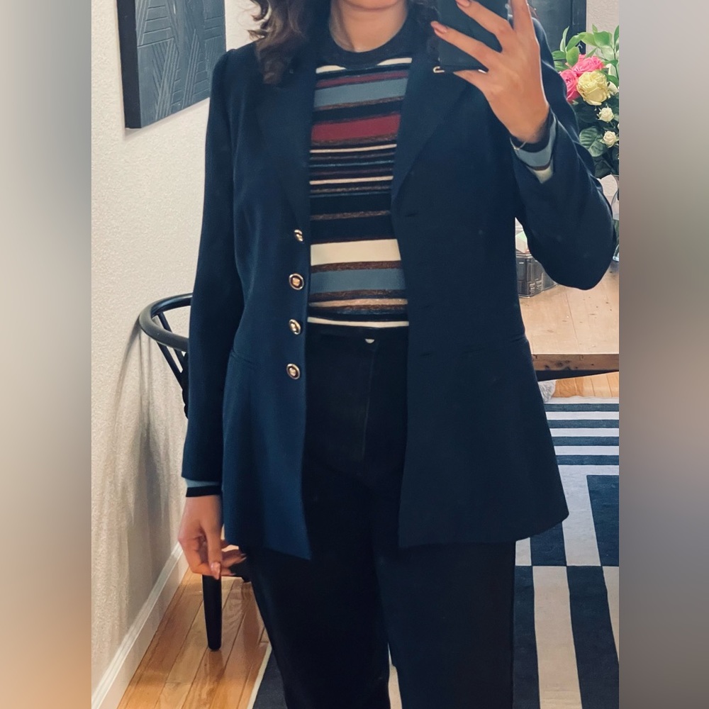 David hayes vintage navy silk blazer